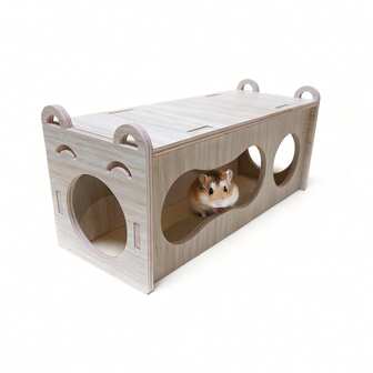 1pc Wooden Platform Hideout Tunnel For Hamsters, Gerbils, Chinchillas, Guinea Pigs