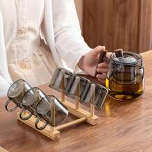 6件套玻璃小茶杯，奢华烟灰色小碗，耐热功夫茶具，品茶杯 - 透黑 - 查看 8