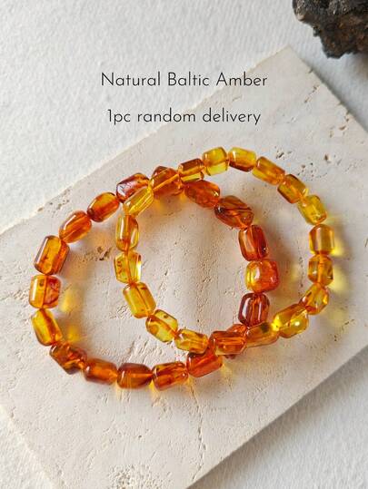 Natural Baltic Amber Beaded Bracelet For Couple's Bangle Therapy Vintage Gemstone Calm And Peace Organic Gem Nature Stone Jewelry Energy Gift