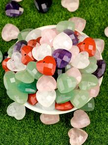 Yumfeel 2pcs Natural Stone Faceted Heart Pendants For Jewellery Making,Size16*16mm Charms For DIY Necklaces And Earrings.Jewellery Making Accessories - Multicolor - View 4