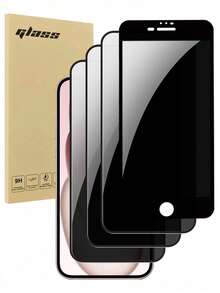 4pcs Full Screen Tempered Glass Privacy Screen Protector, Compatible With IPhone 17/16e/15/16/16plus/Promax/15Pro/14Promax/13/12/11, Black Framed Anti-Peeping Full Coverage Phone Screen Protector - Black - View 21