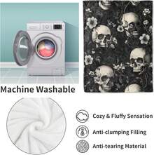 Skull Pattern Blanket For Women, Gothic Floral Flannel Blanket, Soft And Warm Lightweight Throw Blanket, Suitable For Bedding, Sofa, Home Travel Decoration 127cm X 152.4cm - Color 678 - View 4