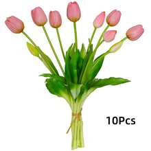 10 piezas/5 piezas/1 pieza Flores de tulipán realistas, tulipanes de látex suaves, ramo de tulipanes realistas, adecuados para fiestas, bodas, hogar, decoración de habitaciones - Multicolor - Ver 9