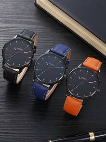 4pcs Luxury High-End Men's Quartz Watch, Zinc Alloy Strap And Leather Strap, Perfect Gift For School, Graduation Ceremony Or Any Occasion, Perfect For Brothers To Wear, Ideal Gift For Men - Suitable For Various Occasions To Wear