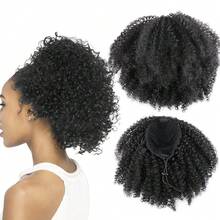 Drawstring Ponytail Afro Kinky Curly Ponytail For Women Short Afro Puff Ponytail Bun Synthetic Hairpiece - 2 - Xem 1