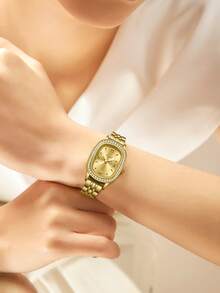 1pc Women's Quartz Watch, Oval Dial Elegant Compact Fashion Accessory