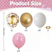 Pink Gold Balloons Set, 60Pcs 10 Inch Pink Metallic Gold White Balloon With Gold Confetti Latex Balloons For Women Birthday Wedding Bridal Shower Party Decorations Supplies - Pink - View 2