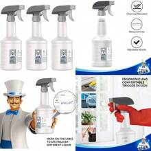 MR.SIGA 16 Oz Empty Plastic Spray Bottles For Cleaning Solutions Heavy Duty Household Reusable Spray Bottles With Measurements And Adjustable Leak Proof Nozzle 3 Pack - WhiteGrey - View 1