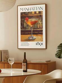 1 pieza Impresión artística de receta de cóctel Manhattan vintage para carrito de bar, impresión de receta de cóctel Old Fashioned, arte de pared de carrito de bar vintage, decoración de dormitorio, decoración de sala de estar, decoración de cocina, decoración de dormitorio, regalo ideal para amigos, arte de pared, decoración de pared, decoración del hogar, decoración de habitación, arte de pared en lienzo, carteles, arte de pared con marco, marco opcional - Multicolor - Ver 6