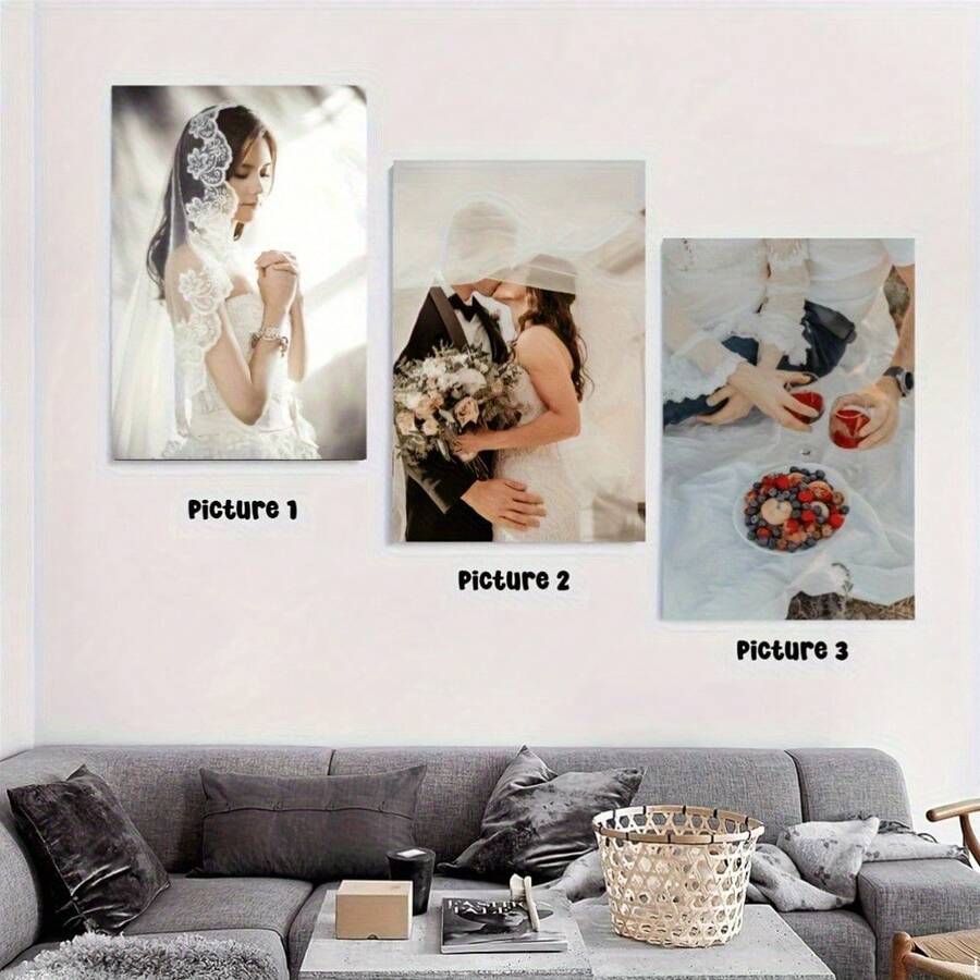 Bộ 3 tranh in canvas ảnh tùy chỉnh trong khung gỗ thông - Tranh treo tường cá nhân hóa cho phòng ngủ, phòng khách, trang trí văn phòng - Trang trí nhà hiện đại & Quà tặng độc đáo cho sinh nhật, Giáng sinh - Nhiều màu - Xem 1