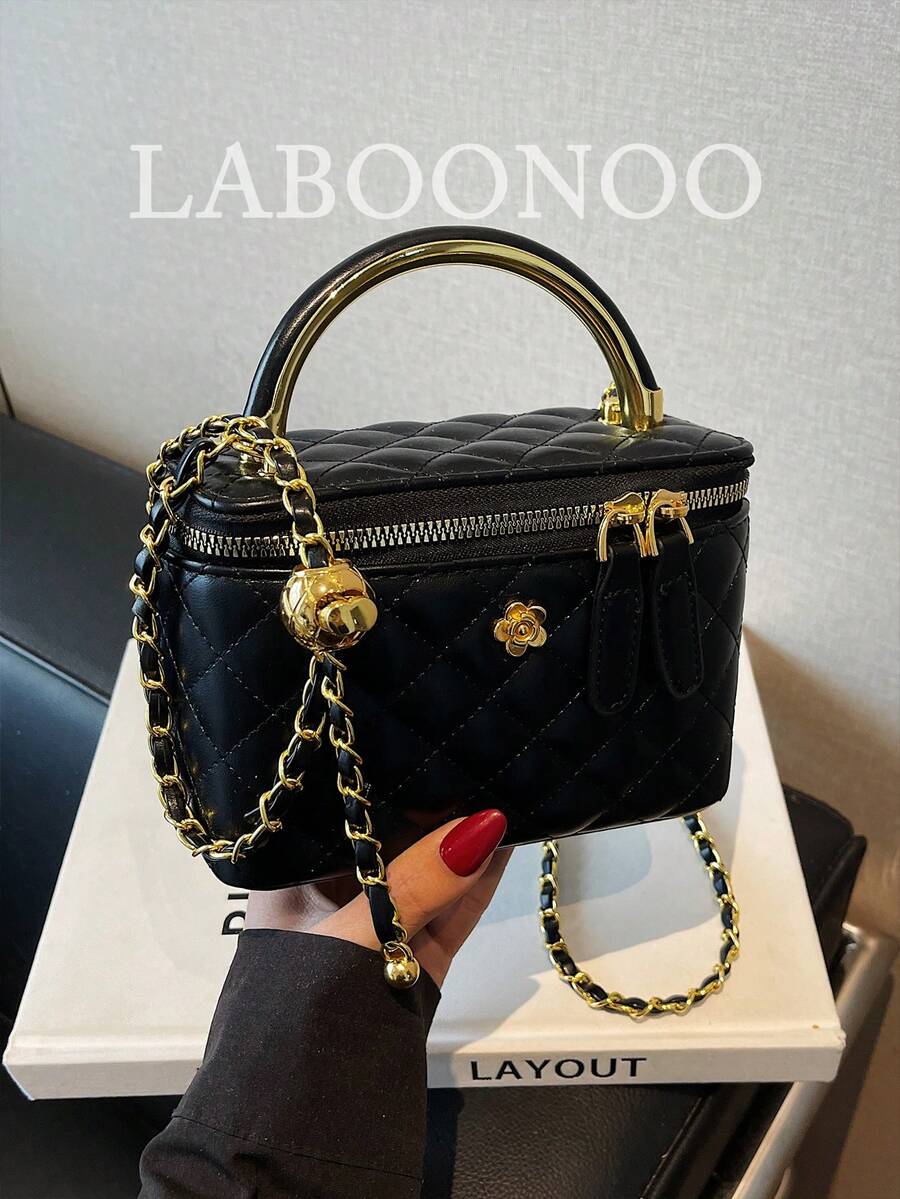 Solid Color Fashionable High-End Versatile Women Handbag & Shoulder Bag - Black - View 1