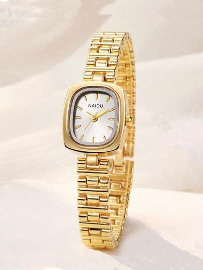 3件套复古方形女士石英表，金属表带，多种颜色可选，奢华百搭腕表，适合日常通勤和搭配服装，是生日、女士、周年纪念、晋升、年末、网络星期一和其他节日的理想礼物（不含礼盒）