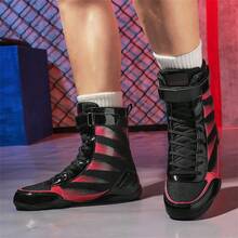 Men's Professional Boxing Shoes, High-Top Competition Shoes, Wrestling/Grappling Training Shoes, Lightweight Design, Mesh Material, Suitable For Fitness, Strength Training, Bodybuilding, And Other Workouts - Black - View 7