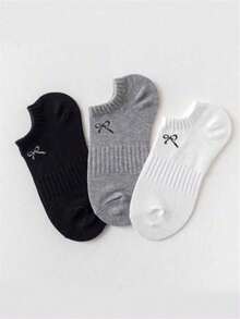 1 Pair/20 Pairs/30 Pairs Black, White, Gray Waist Cinching Bow Pattern Socks, Suitable For Dress Shoes, Sneakers, Platform Shoes, Outdoor Sports & Fitness Wear, Casual Business Commute Travel, Unisex Campus Daily Sports Essential, Soft Skin-Friendly Breathable Moisture-Wicking Odor-Resistant Low-Cut Non-Slip Invisible Ankle Socks - Multicolor - View 1