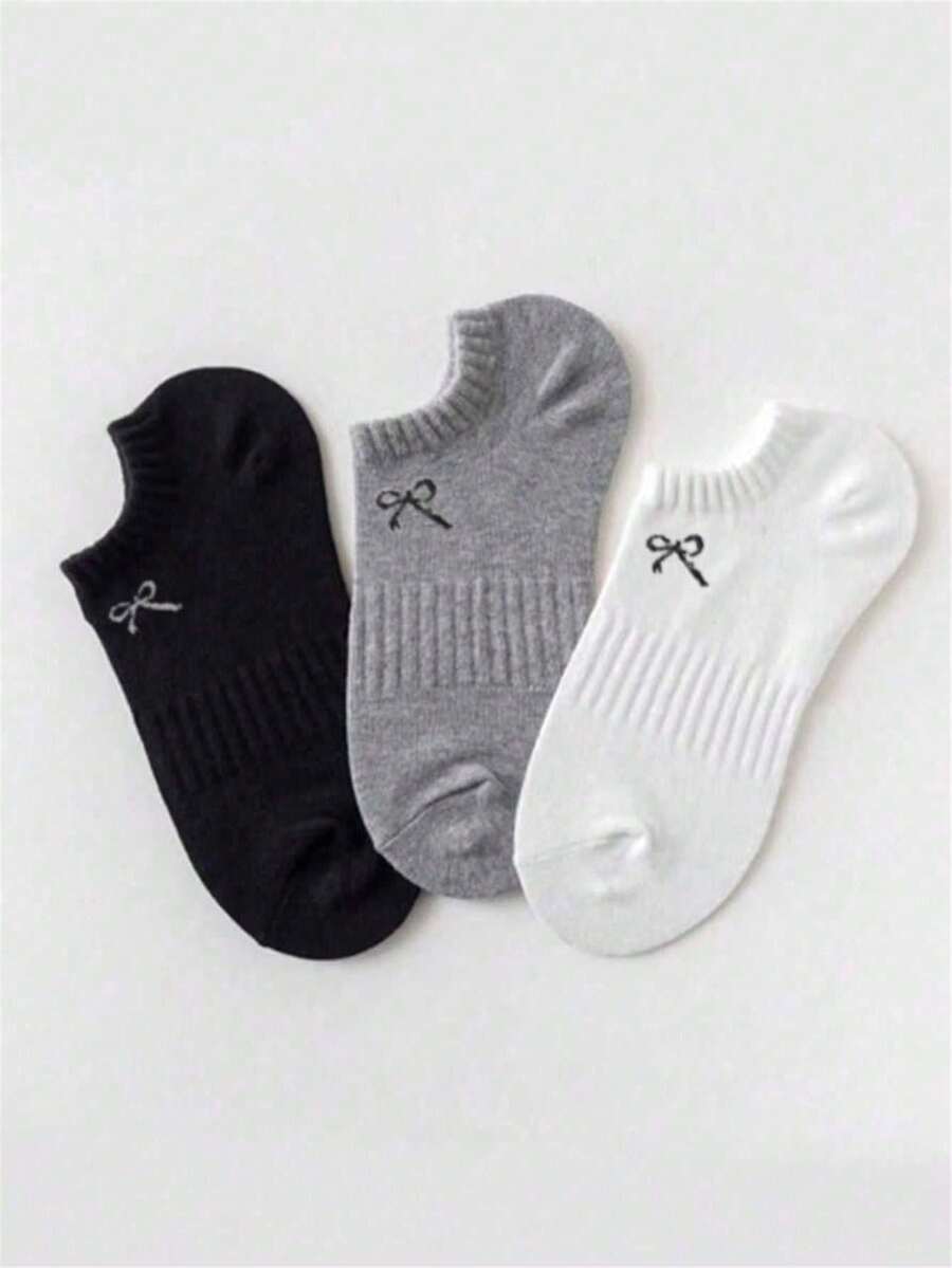 1 Pair/20 Pairs/30 Pairs Black, White, Gray Waist Cinching Bow Pattern Socks, Suitable For Dress Shoes, Sneakers, Platform Shoes, Outdoor Sports & Fitness Wear, Casual Business Commute Travel, Unisex Campus Daily Sports Essential, Soft Skin-Friendly Breathable Moisture-Wicking Odor-Resistant Low-Cut Non-Slip Invisible Ankle Socks - Multicolor - View 1