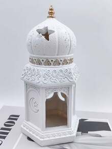 1pc Exquisite Eid Mubarak Candle Holder Sculpture, Eid/Christmas Decor, Resin Creative Middle Eastern Architecture Style Decoration, Suitable For Living Room, Office Or Entrance, Home Desk Decor - Perfect For Eid And Holiday Occasions (Candles Not Included) - Multicolor - View 6
