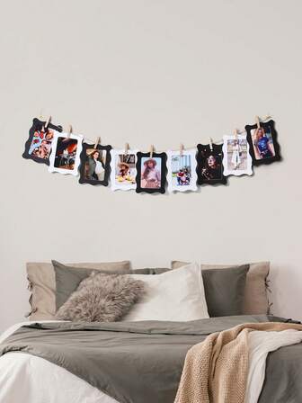 Marco de fotos de papel de pared de 4x6 pulgadas, adecuado para la decoración de la sala de estar, el dormitorio, la pared del sofá, la sala de estudio, estilo moderno clásico, fotos de pareja, reunión familiar, decoración de fiesta de cumpleaños, con clips y cuerda de yute