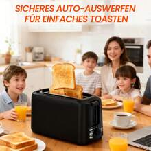 SUPERLEX 4-Scheiben-Toaster Mattschwarzer 1450W – Schnellaufheizung mit Aufwärm-, Auftau-, Abbruch- und Extra-Aufwärmfunktion, 7-Gang-Einstellung , LED-Statusanzeige, herausnehmbare Krümelschublade sowie einfache Reinigung, ausschließlich für Toast geeignet, ideal für Haushalt und Büro - EU F-Typ Stecker (220-240V) - Übersicht 8