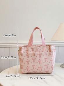 Elegant Mother Bag With Bow Decor, Large Capacity Tote Bag, Minimalist & Versatile, Suitable For Outings, Students And Office Workers, Can Be Used As Lunch Box Insulator - Pink - View 11