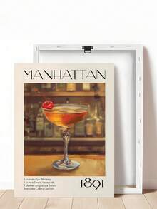 1 pieza Impresión artística de receta de cóctel Manhattan vintage para carrito de bar, impresión de receta de cóctel Old Fashioned, arte de pared de carrito de bar vintage, decoración de dormitorio, decoración de sala de estar, decoración de cocina, decoración de dormitorio, regalo ideal para amigos, arte de pared, decoración de pared, decoración del hogar, decoración de habitación, arte de pared en lienzo, carteles, arte de pared con marco, marco opcional - Multicolor - Ver 14