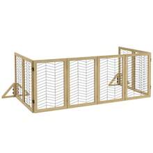 PawHut Wooden Dog Gate, 8-Panel Folding Door, Stair Gate 375x44x70cm For Home - 1 - 查看 9
