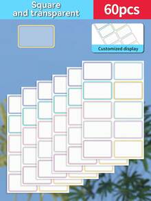 Customized 30/60/120/240/360/480pcs Transparent Waterproof Name Labels - White/Clear/Holographic/Rainbow Customized Stickers, Various Sizes Of Labels, Customizable Text,Office Decor