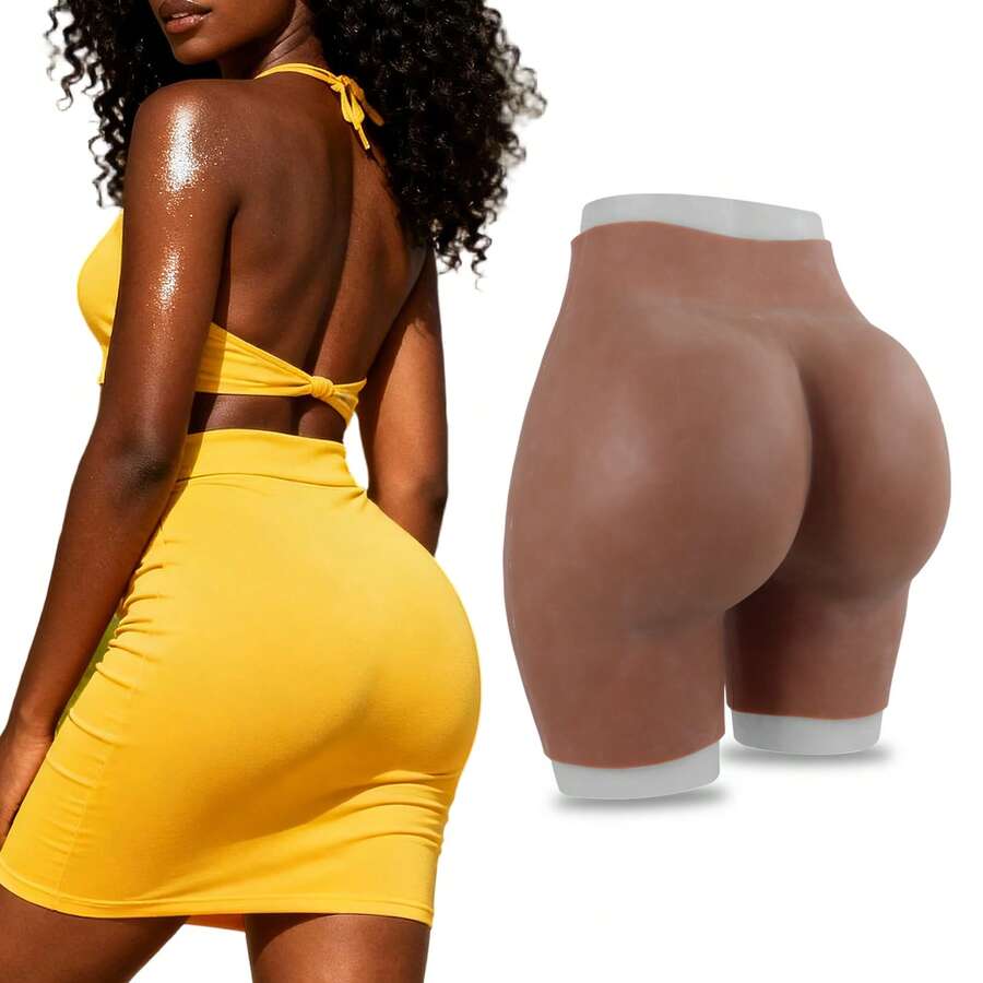 畅销棕色硅胶提臀开裆内裤，性感逼真加厚臀部硅胶假臀塑身衣，打造曲线美臀 - 銅色 - 查看 1