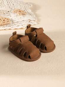 婴儿鞋夏季款 0-3-6个月 8-12个月 软底幼儿凉鞋，男女宝宝透气学步鞋 - 棕色 - 查看 3