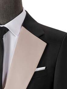 Men's Suits Slim Fit 6 Piece Suits For Men Double Breasted Suit With Tie Brooch Pocket Square Wedding Suits Jacket Vest Pants Tuxedo Suit Set(Suits+Pants+Vest+Tie+Brooch+Pocket Square)For Business Dinner Wedding Party, Suitable For Formal Occasions, Perfect Gift For Business Professionals Spring/Summer/Fall, Formal Attire|Sleek Formal Attire|Nonstretch Fabric - 黑-米色 - 查看 3