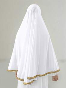 2件/1件装女士穆斯林头巾,带袖套,纯色水晶亚麻简约长款头巾,时尚百搭,适合户外祈祷,透气舒适,四季皆宜。 - 連袖頭巾 - 查看 12