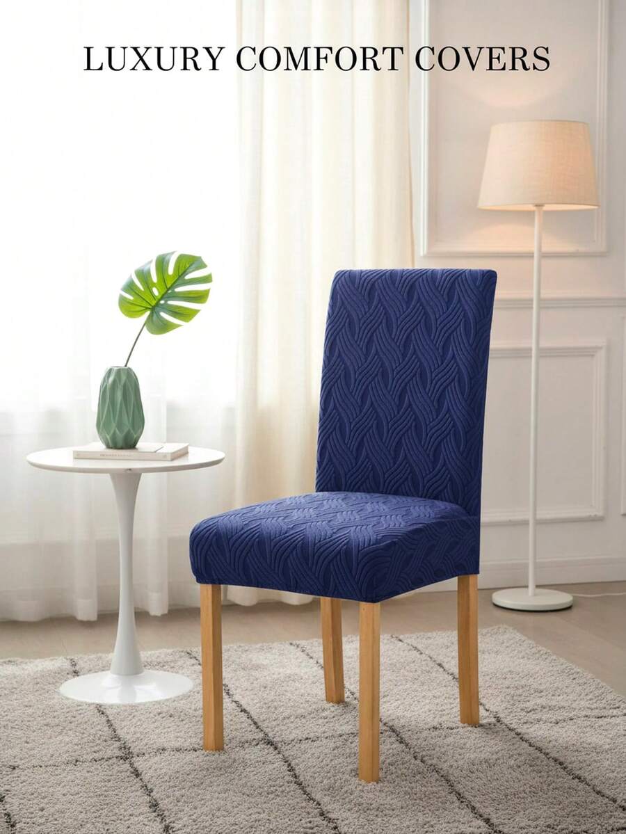 Vỏ bọc bàn ăn và ghế có tựa lưng đàn hồi tích hợp, thích hợp sử dụng tại nhà và đa năng. - Màu xanh hải quân - Xem 1