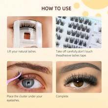 Self-Adhesive False Eyelashes, Glue-Free Press-On Lashes, Pre-Glued Adhesive-Free Lashes In Natural Cluster Sets Curled Lashes, Beginner-Friendly, No Sticky Residue, DIY In One Step - Natural Lashes - View 10