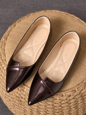 Women's Pointed Toe Casual Flat Slip-On Shoes, Brown, Suitable For Spring, Summer, Autumn, Daily Wear And Outdoor Activities, Versatile