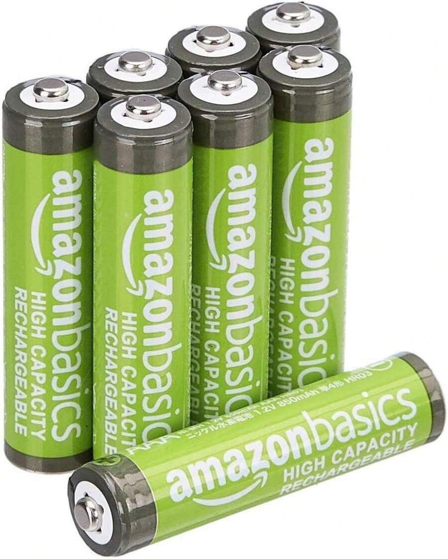 Basics - Paquete de 8 baterías recargables AAA de alta capacidad de 850 mAh, precargadas, recarga hasta 500 veces - Tipo de Enchufe A Japonés (100V) - Ver 1