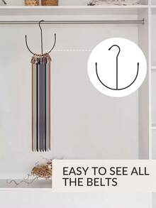 1pc Multifunctional Belt Hanger, Stainless Steel Solid Metal Coated Storage Organizer For Tie, Scarf, Belt Hangers - màu đen - Xem 2