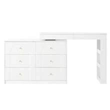 Rotating Dressing Table With LED Lighting, Vanity Table, Office Table, White, 105*40*80cm (Old:SKU:N657P24679091W) - White - View 4