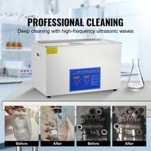 Limpiador ultrasónico  de 30 l para limpiar gafas y dentaduras postizas. Limpiador ultrasónico industrial comercial con temporizador digital y cesta limpiadora (30 litros). - 30 litros - Ver 2