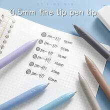 6pcs Morandi Color Neutral Pens + 5pcs Refill Ink Cartridges, 0.5mm Black Ink, Matte Finish, Retractable, Comfortable Grip, Quick Drying, Smooth Writing - 6 Ballpoint Pens + 5 Refills - View 7