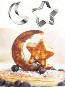 Stainless Steel Star And Moon Cookie Cutter Molds, Suitable For Ramadan - Silver - View 3