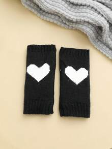 1 Cặp găng tay giữ ấm đan họa tiết trái tim cho nữ, màu trơn, dễ thương và ấm áp - Tay áo - Xem 16