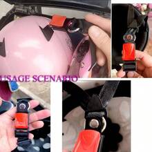 2 Set Helmet Quick Release Kit Bike Helmet Speed Clip Ratcheted Pull Lock With Spring O Rings Carabiner Chin Strap Adapter Easy To Install Without Removing D - Ring Straps Snap - Black/Red - View 8