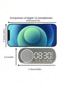 AKKHOO 4.57*2.01*1.3英寸无线蓝牙音箱，多功能大音量低音炮时钟，迷你AI智能闹钟音箱