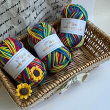 3 Balls 50G Acrylic Yarn [0306] Rainbow Colored, Vibrant & Rich Colors, Pill-Resistant, Easy Crochet & Knitting, Thick & Warm Texture, Ideal For Hats, Scarves, Blankets, Color Fastness, Simple & Easy To Use, Long Skein.