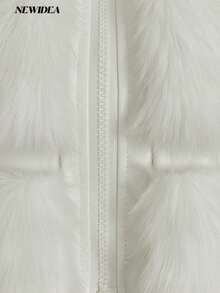 Damen rote Kunstfell Kurz-Jacke mit Kragen und langen Ärmeln, warm gefütterte flauschige Kurz-Mantel für Winter Streetwear, Party-Outfits, Feiertags-Events und täglichen Lässig-Look