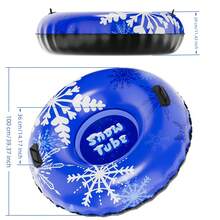 3 Pack Snow Tubes Sledding | 36"/40" Inflatable Heavy-Duty Snow Tube | Thick PVC Snow Sled With Hard Bottom & Handles | Winter Outdoor Family Fun - Pink + Green + Blue - View 7