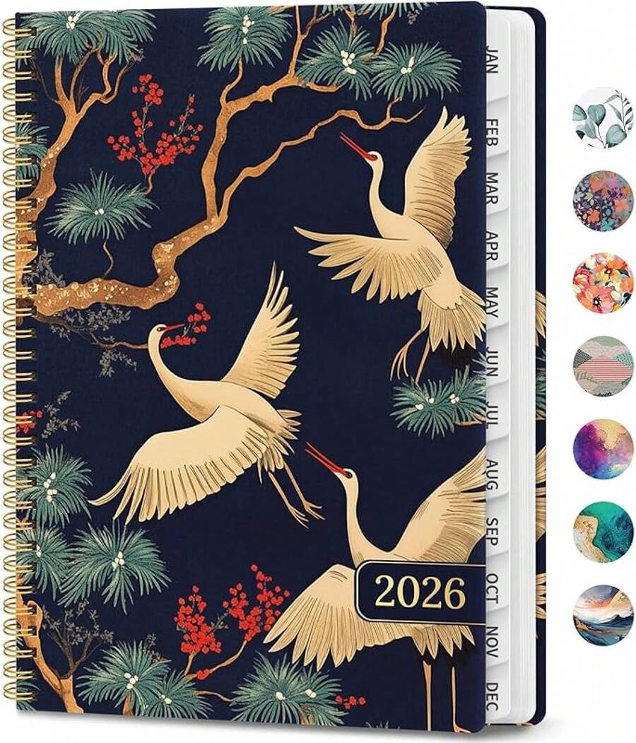2026 Planner, Weekly And Monthly Calendar Planner Book, January 2026 - December 2026, Hardcover Planner With Monthly Tabs, Notes Pages, Women & Men, A5 (6.4 X 8.5) - Gold - S.起重機 - 查看 1