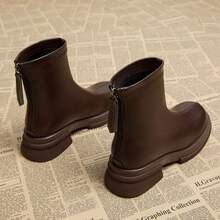 2025 Autumn/Winter New Thick Sole Elastic Chelsea Ankle Boots, High Heel, British Style, Slim Fit For Women - Brown - View 5
