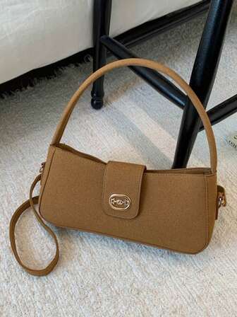 Niche Design Damhandväska, Ny Höst/Vinter Mångsidig Pendlarväska Axelremsväska, Retro Armhålsbaguetteväska, Matt Axelremsväska