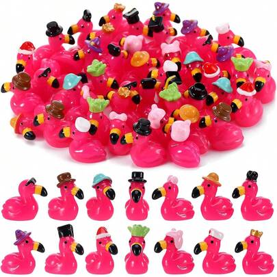 Bộ 10/20 tượng chim hồng hạc mini bằng nhựa, chim hồng hạc màu hồng lấp lánh có mũ trang trí, thích hợp để tự làm vườn cổ tích, tiểu cảnh, quà tặng ngày Valentine, Giáng sinh, đám cưới, năm mới, trang trí bàn làm việc tại nhà, hộp cảm giác, trưng bày bộ sưu tập, phụ kiện nội thất xe hơi, tiệc sinh nhật (Kiểu ngẫu nhiên)