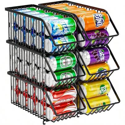Organizador apilable de latas de refresco, dispensador de latas apilable, organizador de refrigerador, dispensador de latas de refresco para refrigerador, congelador, gabinetes de cocina - 6